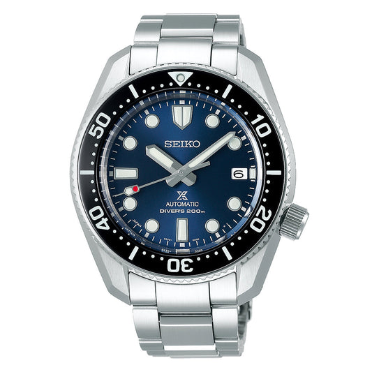 Seiko SPB187J1 silver men's automatic diver watch with blue dial and stainless steel bracelet