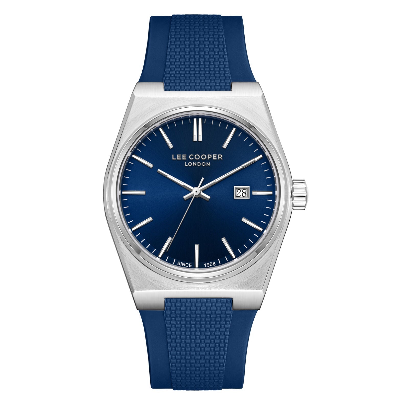 Lee Cooper Zane Date Window Blue Dial and Silicone Strap Silver Watch - LC08250.399 Hoofdafbeelding