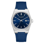 Lee Cooper Zane Date Window Blue Dial and Silicone Strap Silver Watch - LC08250.399