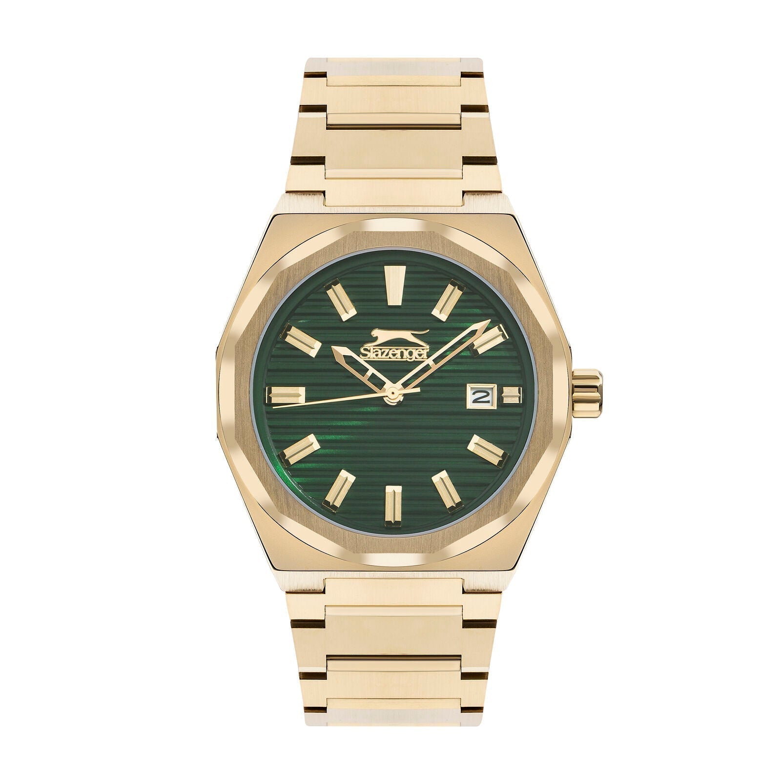 Slazenger Octagonal Day Date Window Green Dial  Gold Watch - SL.09.2143.1.03 Main image