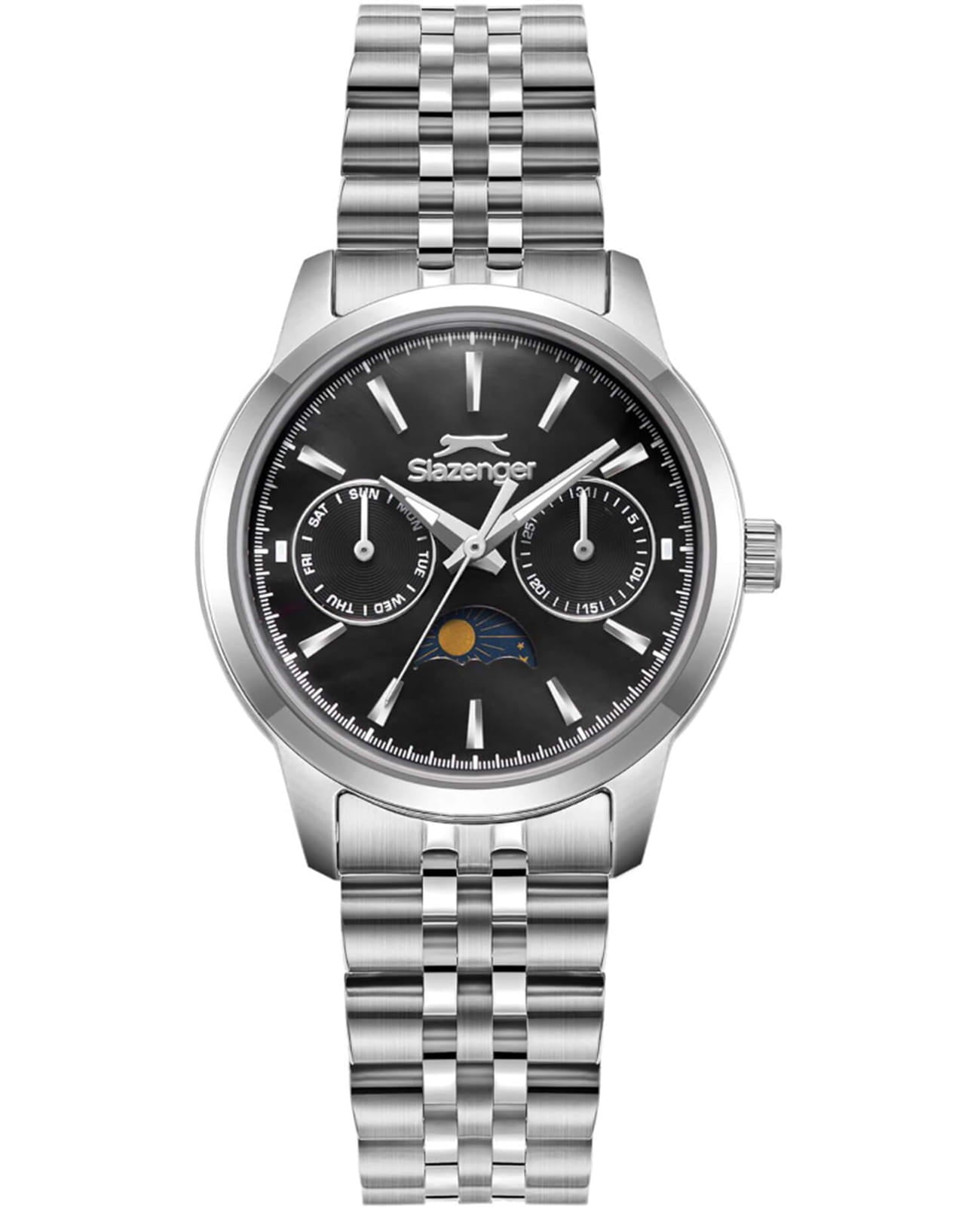 Slazenger Three-Hand Day/Night Black Dial Silver Watch - SL.09.2462.4.02 Main image