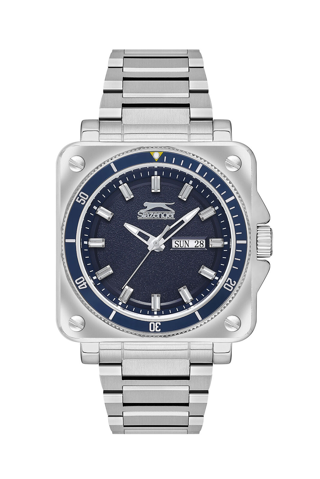 Slazenger Square Case Day Date Window Blue Dial Silver Watch - SL.09.2232.1.03 Main image