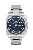 Slazenger Square Case Day Date Window Blue Dial Silver Watch - SL.09.2232.1.03