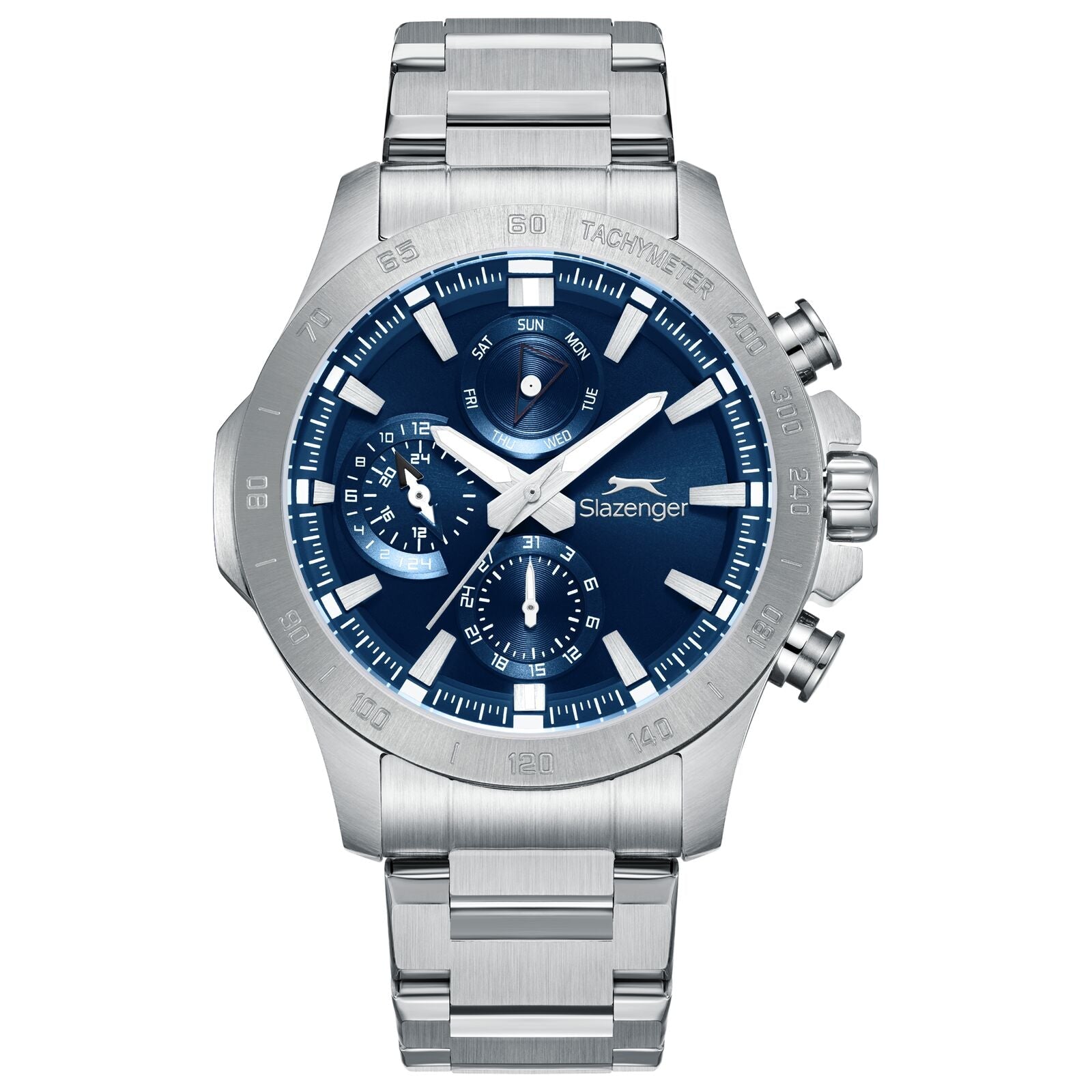 Slazenger Oversized Multifunction Sport Navy Blue Dial Silver Watch - SL.09.2482.2.03 Main image