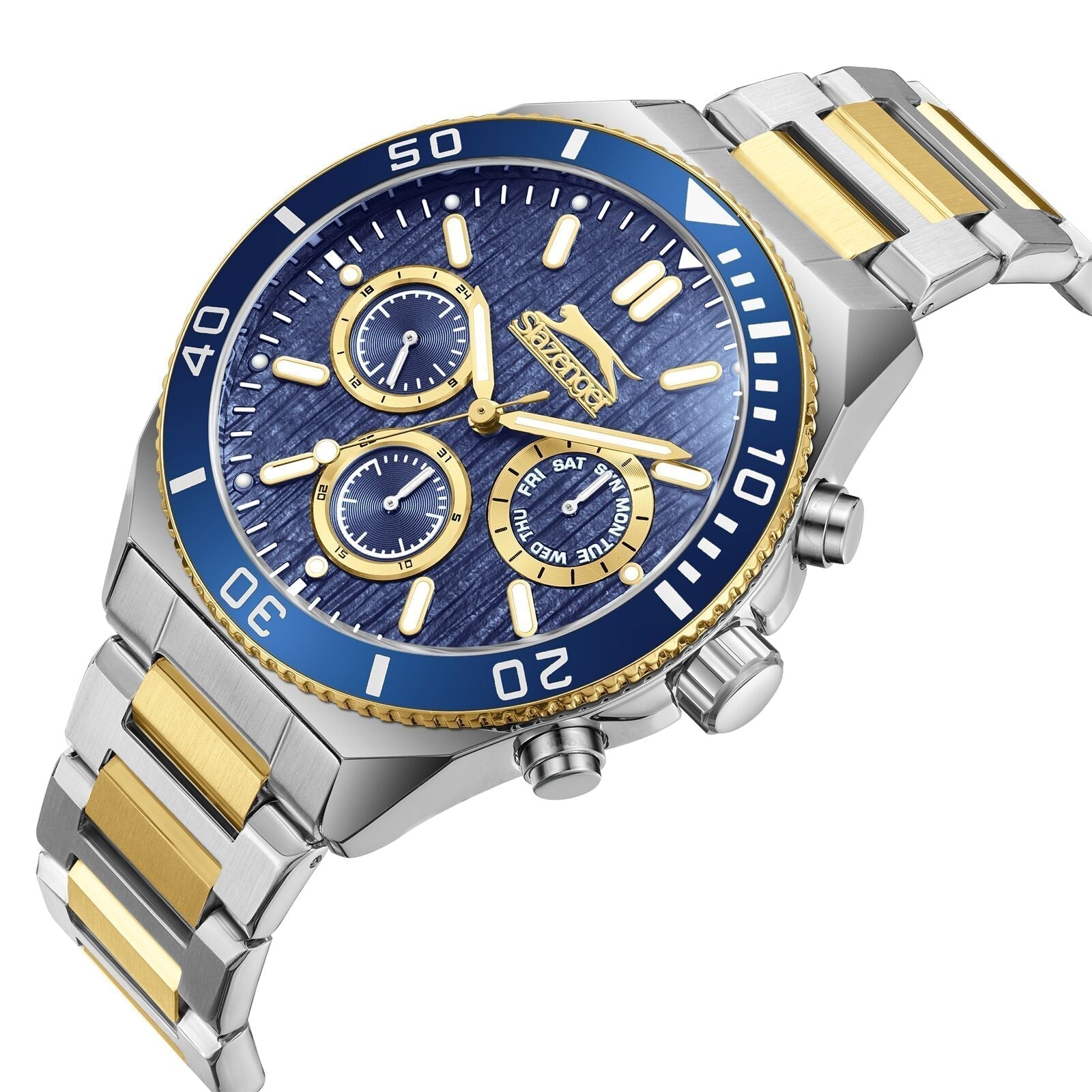Slazenger Sport Multifuntion Navy Blue Dial Two tone Stainless Watch - SL.09.2370.2.02