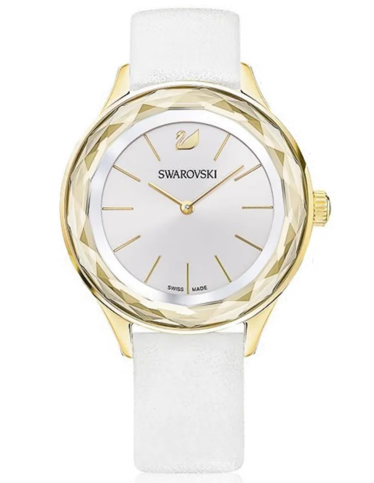 Swarovski Octea Nova 36mm White Dial White Leather Women's Watch 5295337