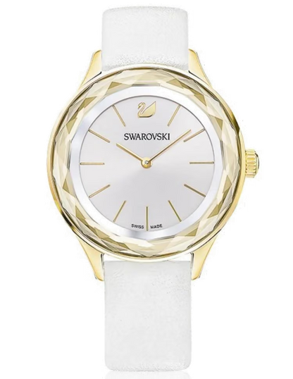 Swarovski Octea Nova 36mm White Dial White Leather Women's Watch 5295337