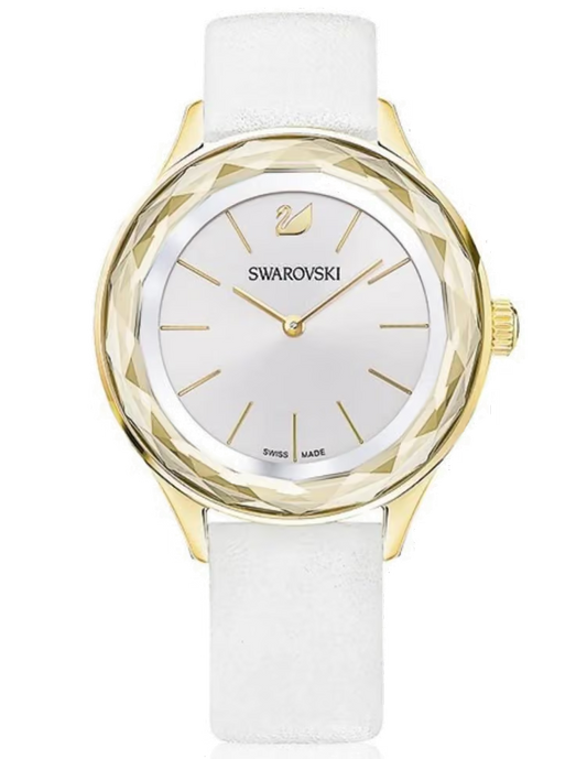 Swarovski Octea Nova 36mm White Dial White Leather Women's Watch 5295337