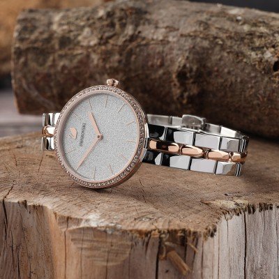 Swarovski Attract Metal Bracelet Silver Dial Bicolor Rose/Silver Women's Watch 5644081