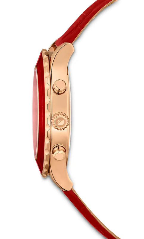 Swarovski Octea Lux Chrono Faceted Crystal Bezel Red Dial Rose Gold Tone Women's Watch 5646975 Secondary image