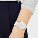 Swarovski Octea Nova Quartz White Dial White Leather Strap Women's Watch 5295337