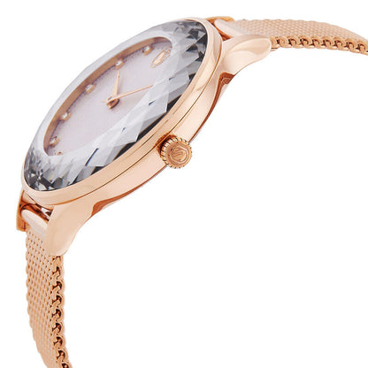 Swarovski Dextera 33mm White Dial Rose Gold-Tone Mesh Pavé Women's Watch 5650011