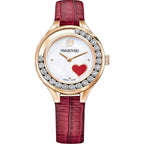 Swarovski Lovely Crystals Hart Oval Floating Crystals White Dial Red Strap Women's Watch 5297584