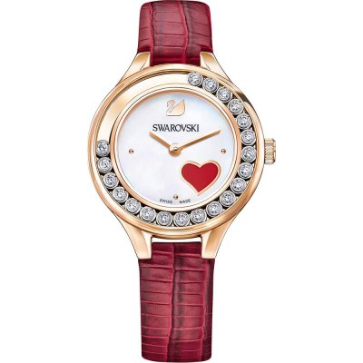 Swarovski Lovely Crystals Hart Oval Floating Crystals White Dial Red Strap Women's Watch 5297584
