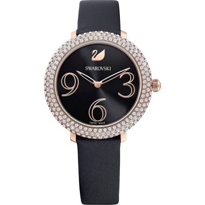Swarovski Crystal Frost Black Dial Black Leather Strap Women's Watch 5484058