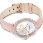 Swarovski Crystal Frost White Dial Pink Leather Strap Women's Watch 5519223