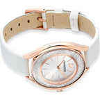 Swarovski Crystalline Aura Silver Dial White Leather Strap Women's Watch 5519453
