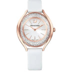 Swarovski Crystalline Aura Silver Dial White Leather Strap Women's Watch 5519453
