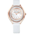 Swarovski Crystalline Aura Silver Dial White Leather Strap Women's Watch 5519453