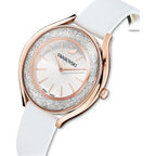 Swarovski Crystalline Aura Silver Dial White Leather Strap Women's Watch 5519453