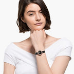 Swarovski Crystalline Aura Pave Ring Black Dial Rose Gold Tone Women's Watch 5552421