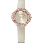Swarovski Crystalline Aura Pave Ring Ivory Dial Rose Gold Tone Women's Watch 5552424