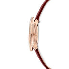 Swarovski Crystalline Aura Pave Ring Burgundy Dial Rose Gold Tone Women's Watch 5552780