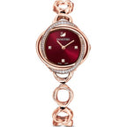 Swarovski Crystalline Aura Pave Ring Burgundy Dial Rose Gold Tone Women's Watch 5552783