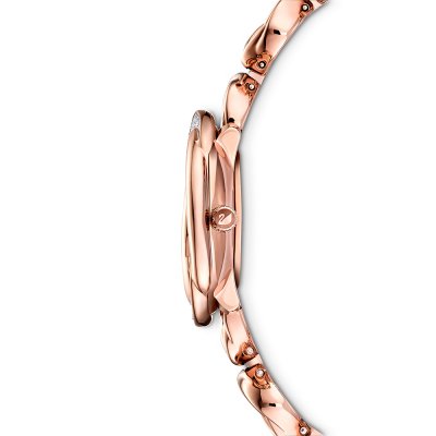 Swarovski Crystalline Aura Pave Ring Burgundy Dial Rose Gold Tone Women's Watch 5552783