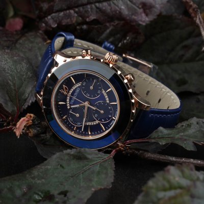 Swarovski Crystalline Glam Crystals Blue Dial Rose Gold Tone Women's Watch 5563480