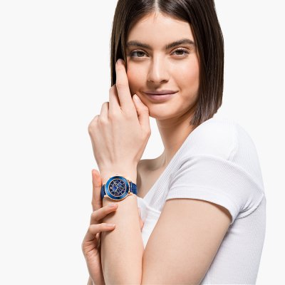 Swarovski Crystalline Glam Crystals Blue Dial Rose Gold Tone Women's Watch 5563480