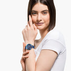 Swarovski Crystalline Glam Crystals Blue Dial Rose Gold Tone Women's Watch 5563480