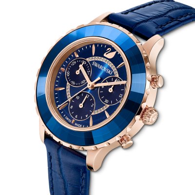 Swarovski Crystalline Glam Crystals Blue Dial Rose Gold Tone Women's Watch 5563480