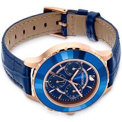 Swarovski Crystalline Glam Crystals Blue Dial Rose Gold Tone Women's Watch 5563480