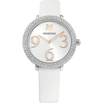 Swarovski Crystal Frost Silver Dial White Leather Strap Women's Watch 5484070 Main image