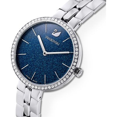 Swarovski Crystal Rose Sparkling Micro-Pave Blue Dial Silver Steel Women's Watch 5517790