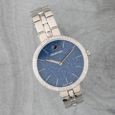 Swarovski Crystal Rose Sparkling Micro-Pave Blue Dial Silver Steel Women's Watch 5517790