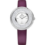 Swarovski Eternal Crystalline Silver Dial Purple Leather Strap Women's Watch 5295355