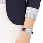 Swarovski Eternal Crystalline Silver Dial Purple Leather Strap Women's Watch 5295355
