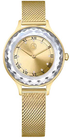 Swarovski Octea Nova Sapphire Glass Bezel Gold Dial Gold Mesh Strap Women's Watch 5649993