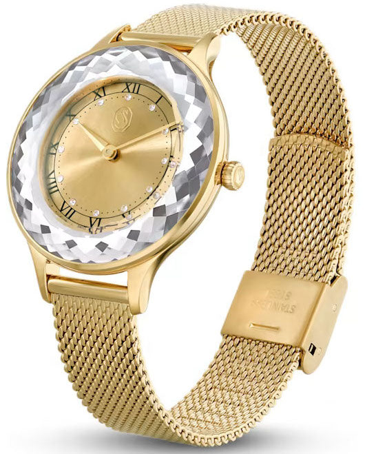 Swarovski Octea Nova Sapphire Glass Bezel Gold Dial Gold Mesh Strap Women's Watch 5649993 Secondary image