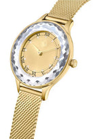 Swarovski Octea Nova Sapphire Glass Bezel Gold Dial Gold Mesh Strap Women's Watch 5649993