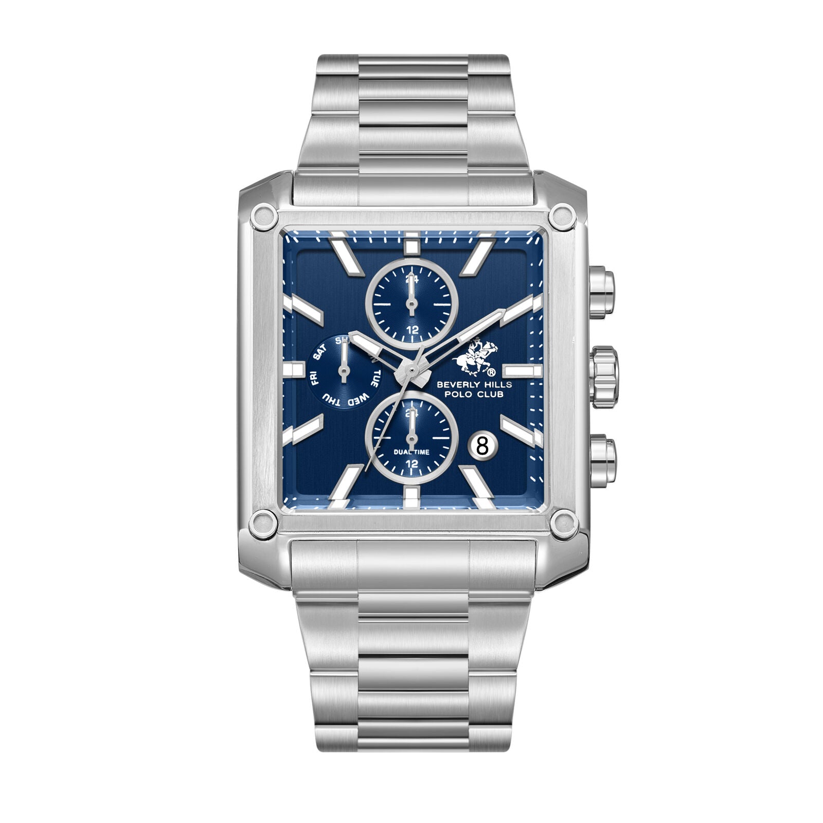 Beverly Hills Polo Club Dual Time Multifunction Blue Dial Silver Watch BP3868X.390 Main image