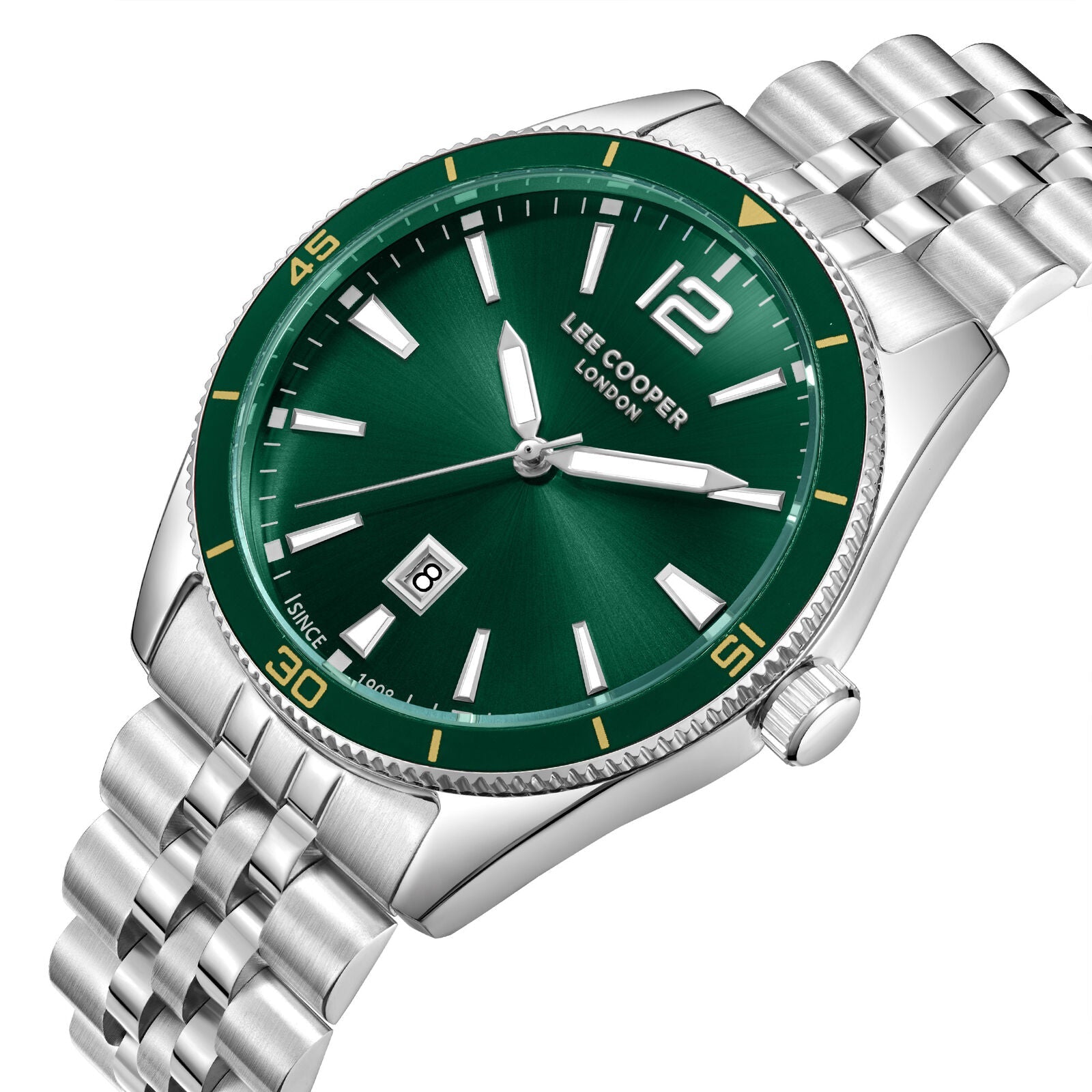 Lee Cooper Oswin Date Window Green Dial Silver Watch - LC08281.370 Secondary image