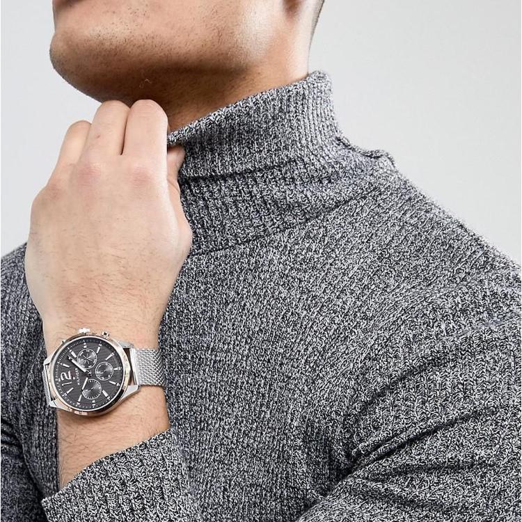 Tommy Hilfiger Gavin Multifunction Grey Dial Silver Mesh Men's Watch - 1791466