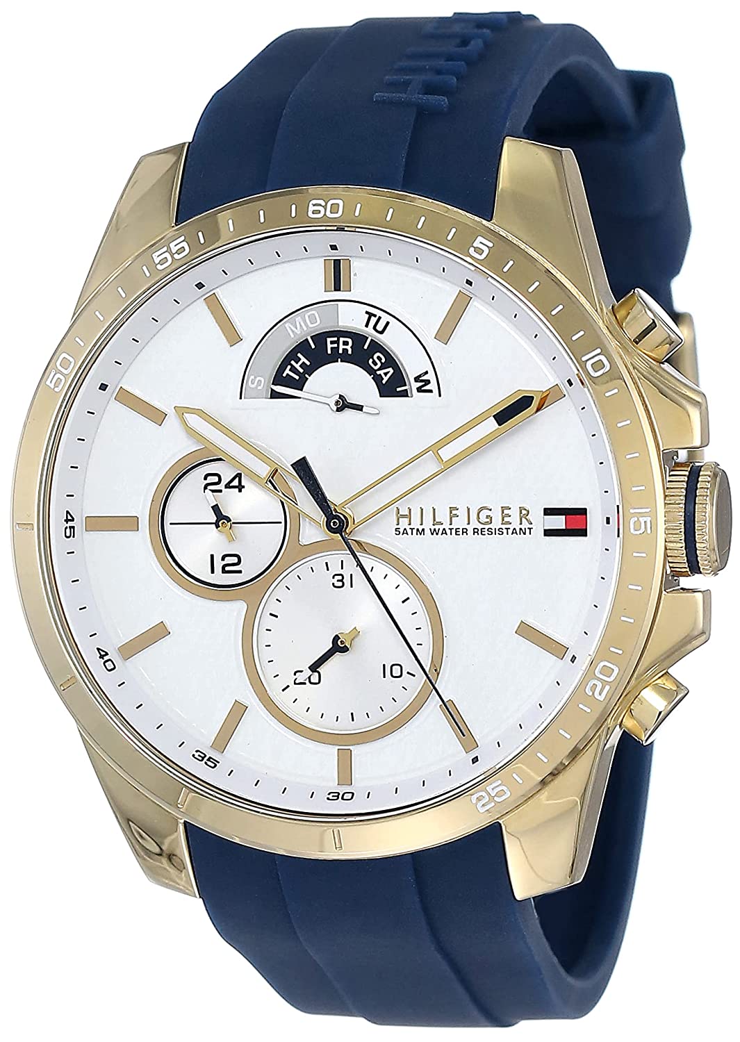 Tommy Hilfiger Quartz Analoog Herenhorloge met Witte Wijzerplaat 48mm 1791353 Hoofdafbeelding