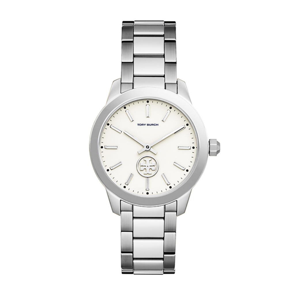 Tory Burch Collins Silver Stainless Steel White Dial Women's Watch TBW1301