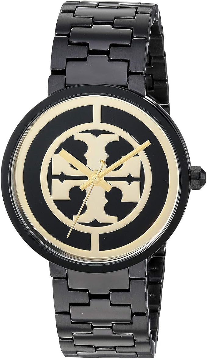 Tory Burch Reva Black Stainless Steel Gold Logo Dial  Women's Watch TBW4039 Secundaire afbeelding
