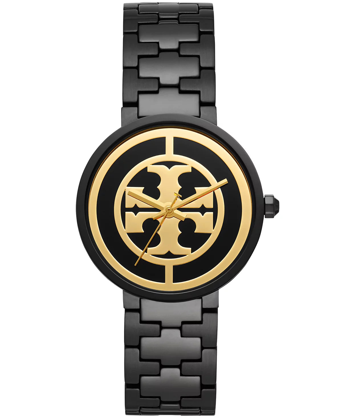 Tory Burch Reva Black Stainless Steel Gold Logo Dial  Women's Watch TBW4039 Hoofdafbeelding