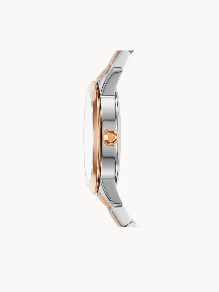 Tory Burch Rose Gold & Silver Collins Cream Dial Women's Watch TBW1305